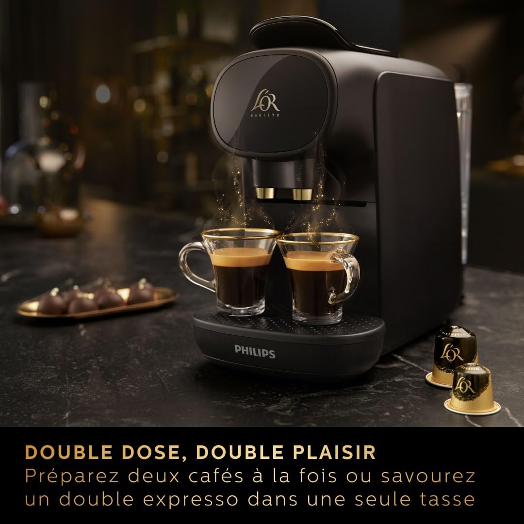 Machine à café à capsules L'OR Barista – Double Dose, Piano Noir (LM9012/66) – vue 4 | Growory